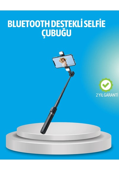 Bluetooth Işıklı Uzaktan Kumandalı Selfie Çubuğu 130 Cm Yükseklik