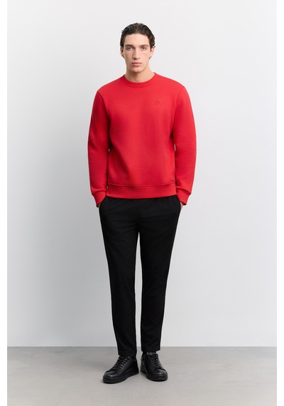 Avva Erkek Kırmızı Bisiklet Yaka 3 İplik Şardonlu -5 Dereceye Dayanıklı Regular Fit Sweatshirt A62y1291