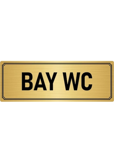 Metal Yönlendirme Levhası, Departman Kapı İsimliği Bay Wc 7x20 cm Altın Renk