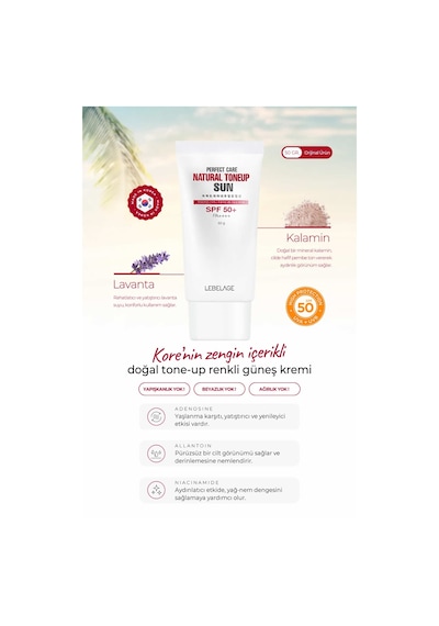 Lebelage Ton Eşitleyici Renkli Güneş Koruyucu Tone Up Sun SPF 50+ PA++++