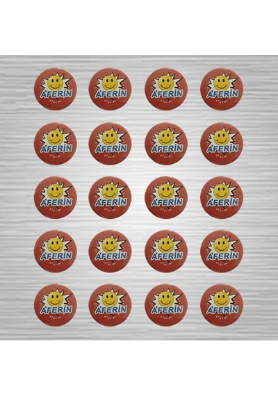 Aferin Rozeti Öğrenci Motivasyon Rozetleri Serisi 20`Li Paket Çok Renkli