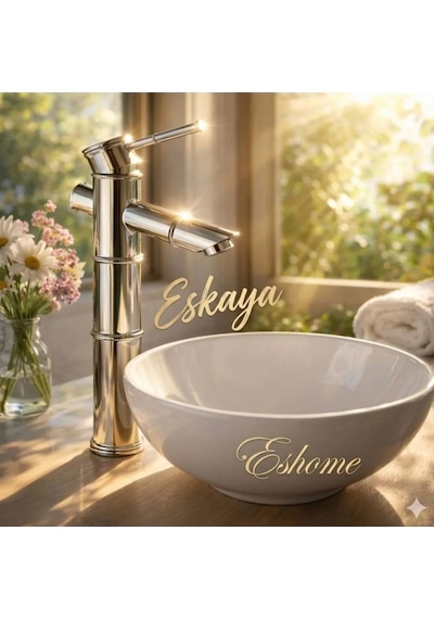 Eshome Krom Lavabo Bataryası Çanak Lavabo Uyumlu Pirinç Gövde Modern Lüks Banyo Musluğu