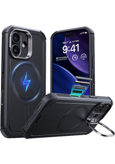 Esr Apple Uyumlu iPhone 17 Cyber Tough Manyetik Kılıf Kamera Kontrol Özellikli Stantlı Siyah
