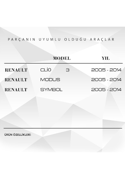 Renault Clio 3 , Symbol , Modus (2005-2014 ) için Koltuk Ayar Kol