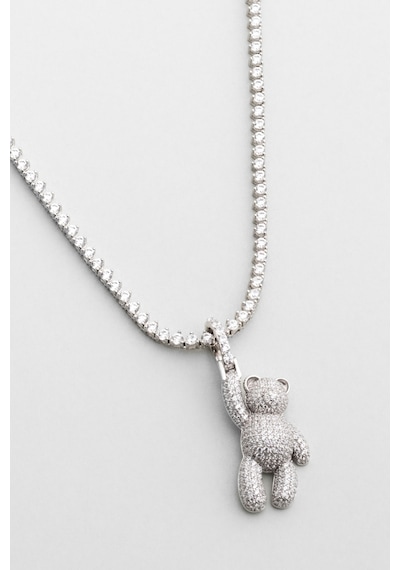 Tiny Bear 18 Ayar Beyaz Altın Kaplama Gümüş Charm Beyaz
