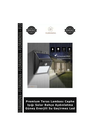 Premium Teras Lambası Cephe Işığı Solar Bahçe Aydınlatma Güneş Enerjili Su Geçirmez Led