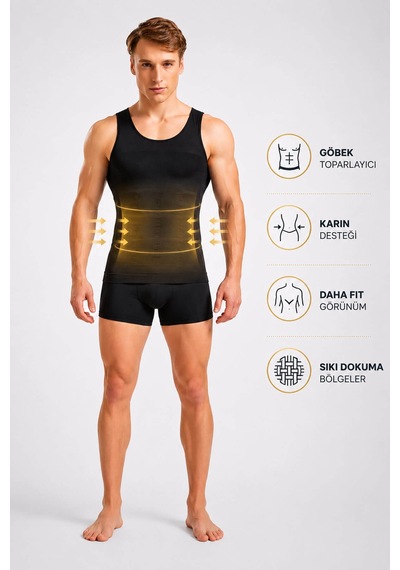 Hepsine Rakip Erkek Korse Atlet Göbek Toparlayıcı İnce Gösteren 1 Beden İncel Siyah