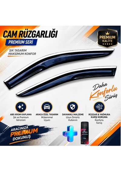 Fiat Palio Van Krom Cam Rüzgarlığı Nikelajlı Abs Krom Mügen Ön İki Cam Rüzgarlığı Tüm Kasalar 2 Parça + Ebrayn 150 Ml Koku