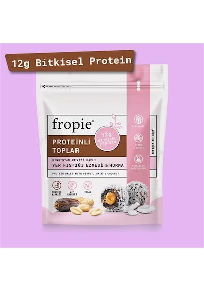 Fropie Proteinli Meyve Topları - Hindistan Cevizi Kaplı & Yer Fıstığı Ezmeli 80 G