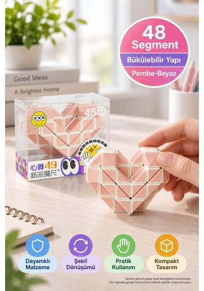 Magic Snake Sihirli Yılan Zeka Küpü 48 Parça Bükülebilir Kalp Şekilli Akıl Oyunu Turuncu Beyaz