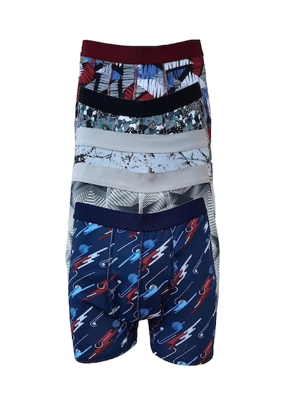 Erkek Desenli Likralı Pamuklu Boxer 5li Paket KARIŞIK