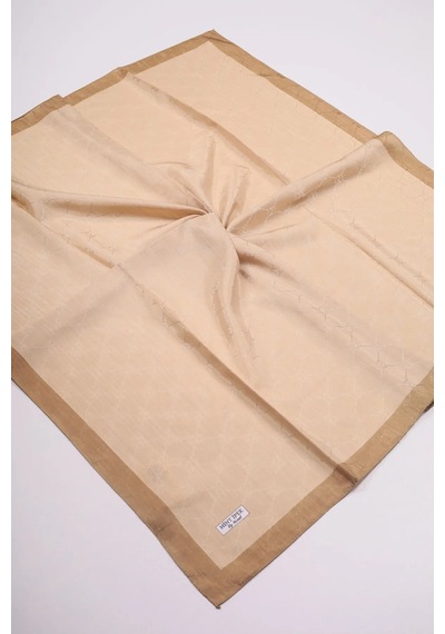 Eşarp - Premium Lux Original Monogram Eşarp İpek Vual, Yüksek Kalite, Hafif, Rahat, Şık, Scarf Altın