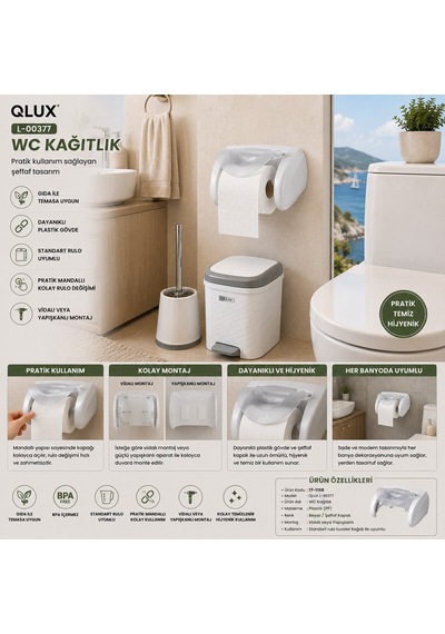 Qlux L-00377 Kapaklı Plastik Wc Kağıtlık Diğer