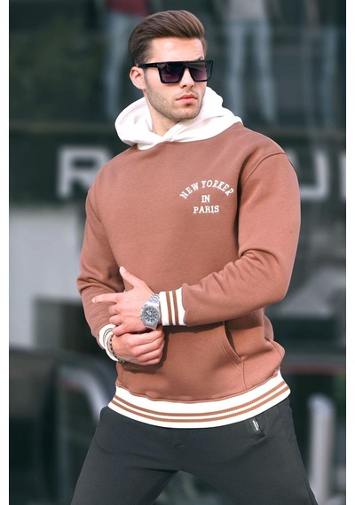 Madmext Kahverengi Oversize Kapüşonlu Sweatshirt 6139-kahverengi Kahverengi