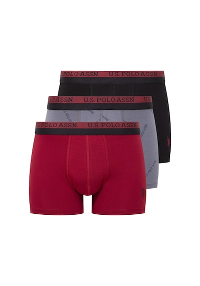 U.s. Polo Assn. Erkek Baskılı-bordo-siyah 3 Lü Boxer Baskılı-bordo-siyah Çok Renkli