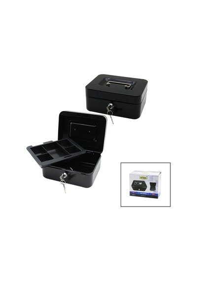 Ers Anahtarlı Küçük Metal Para -değerli Eşya Kutusu 2kat Tek+6 Bölme Taşıma Kulp - 15.2x11.8x8cm