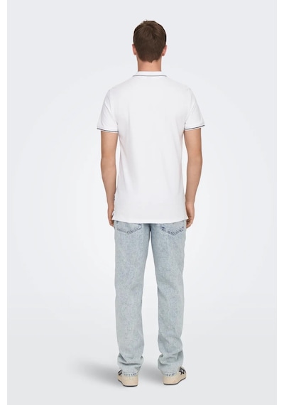 Only & Sons Erkek Onsfletcher Polo Yaka %100 Pamuk T-shirt 22024827 Beyaz Beyaz
