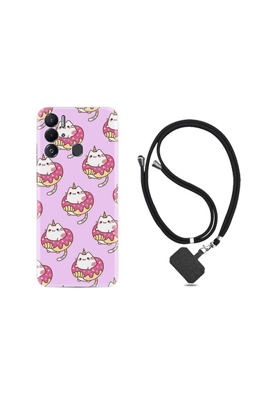 Tecno Pova Neo Kılıf İpli Boyun Askılı Desenli Silikon Unicorn Donut 1417