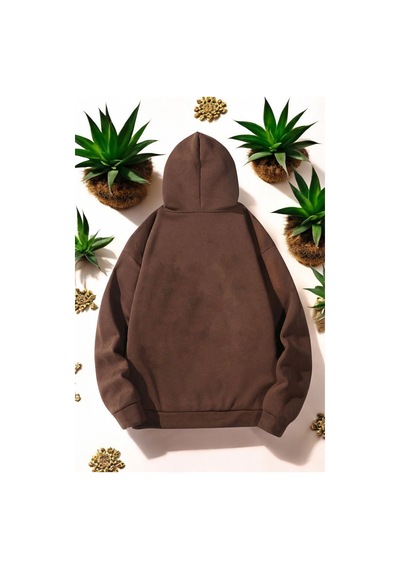 Uyguntarz Orkide Tuval Baskılı Unisex Oversize Sweatshirt Kahverengi