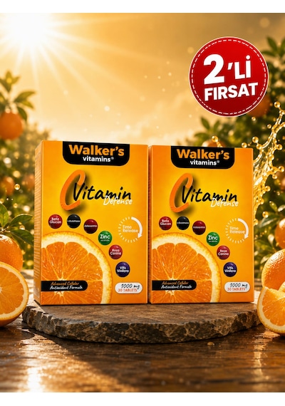 Walker S Vitamin Defense 2li Paket Vitamin C1000 Mg 30 Tb - Time Release & Quercetin Bağışıklık, Kuersetin,çinko