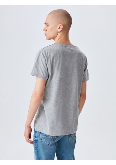 Ltb Logolu Bisiklet Yaka Erkek T-Shırt Gri 01224841696089 - 203 Gri