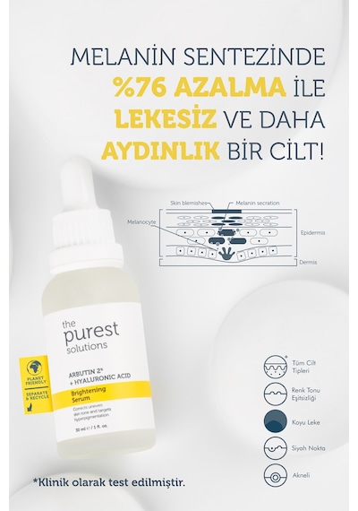 The Purest Solutions Leke Karşıtı Arbutin & C Vitamini Seti: 30 ml Leke Serumu + 8 ml Tanışma Boy C Vitamini