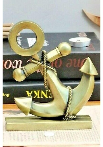 Vintage Metal Çapa Biblo Antik Bronz 16 Cm