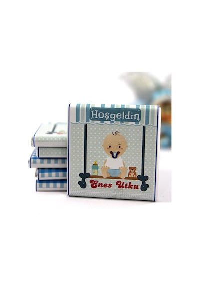 Dark Brown Hoşgeldin Bebek Çikolatası İsim Yazılabilen Hediye Çikolata EBK3 48 Adet