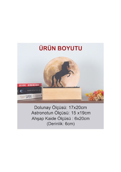 Işıklı Pleksi Dolunay Kişiselleştirilebilir Dekoratif Biblo Ahşap Sage At Anahtar Askılığı Sarı - 740155317 Sarı