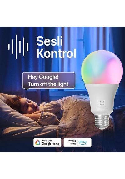 Akıllı Wi-fi Led Akıllı Rgb Ampul Mobil Uygulama Denetimli Google Home Ve Alexa Uyumlu Çok Renkli Lamba 1 Adet X7021 Diğer