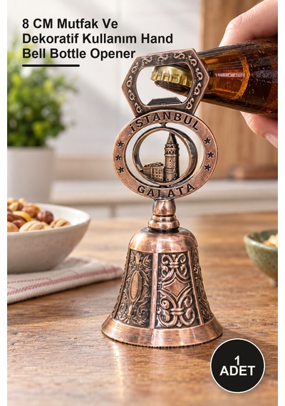 1 Adet İstanbul Temalı Açacaklı El Çanı 8 Cm Mutfak Ve Dekoratif Kullanım Hand Bell Bottle Opener