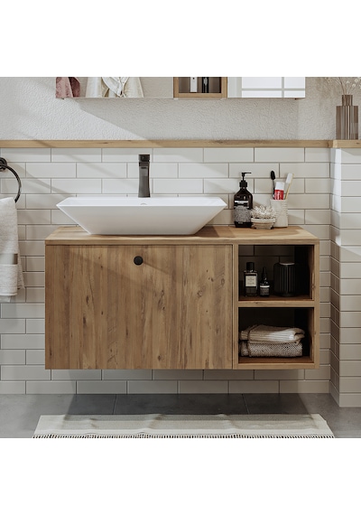 Lotus Ayaksız Lavabolu Mdf 95 Cm Çekmeceli Banyo Dolabı Atlantik Atlantik Çam