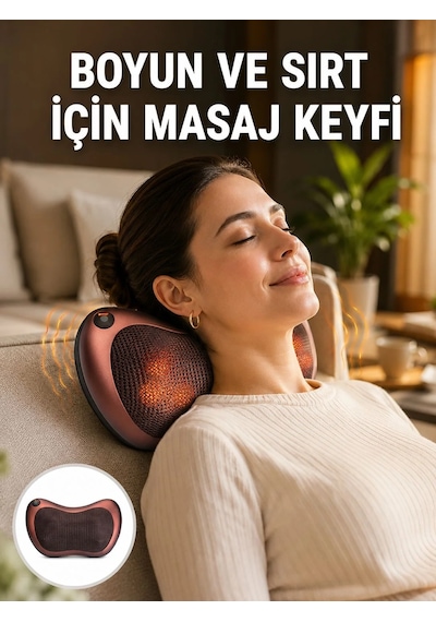 Isıtma Özellikli Derin Yoğurma Masaj Yastığı Priz &amp Çakmak Girişli Yeni Nesil
