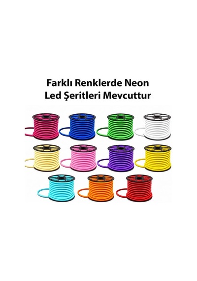 Pm-5294 Silikon Kaplama 12 Volt 100 Metre Oranj Turuncu Neon Led Şerit Aydınlatma Diğer