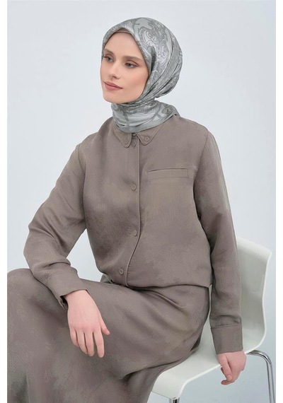Armine İpek Eşarp 2026 Yaz - 9537-81 Gri Twill