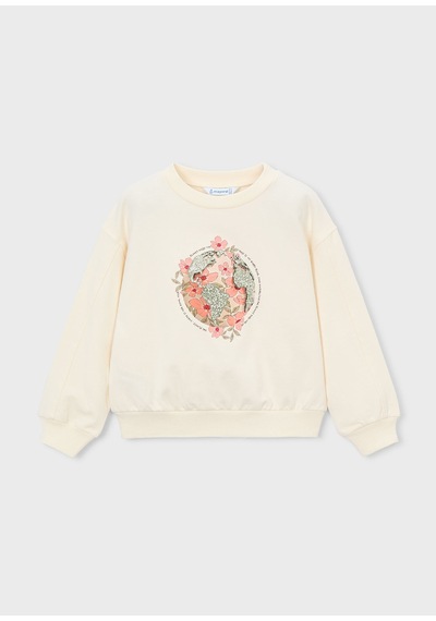 Mayoral Kız Çocuk İki İplik Sweatshirt Krem