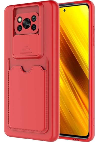 Xiaomi Poco X3 Kılıf ​Deri Görünümlü Kartlıklı Kamera Korumalı