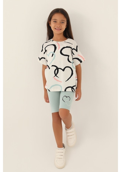 Rolypoly Heart Krem Kız Çocuk Bermuda Takım 5274-42976 Krem