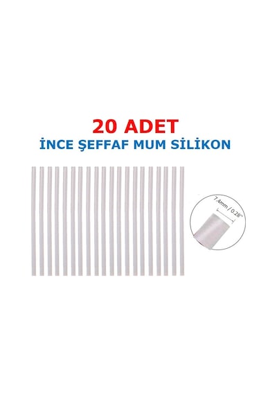 20 Adet Somafix İnce Şeffaf Mum Silikon 7.4x300 MM Çubuk Sıcak