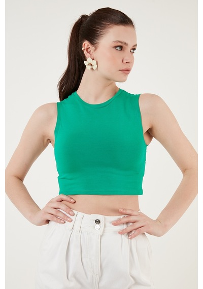 Lela Pamuklu Bisiklet Yaka Dar Kesim Crop Bayan Atlet 5865259 Benetton