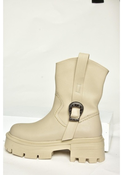 Fox Shoes T267096409 Bej Kalın Tabanlı Kadın Bot Bej-suni Deri Bej