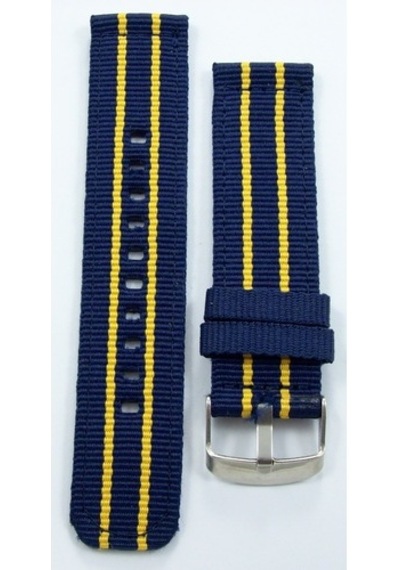 Kumaş Perlon Sarı Lacivert 20Mm Spor Saat Kordonu Kayışı Nato Fb