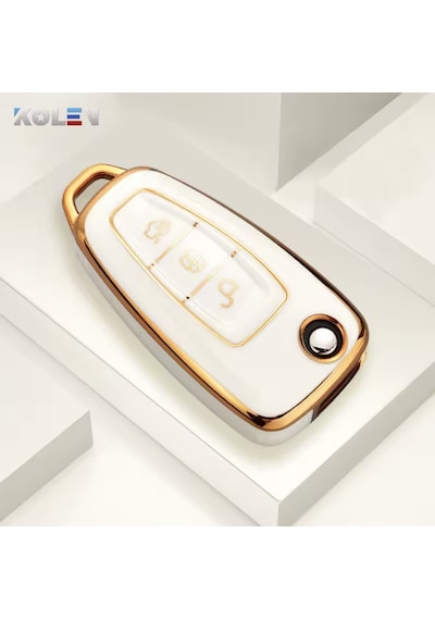 Ford Focus 3 3.5 Aksesuar Anahtar Kılıfı Beyaz-gold