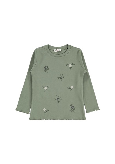 Civil Girls Çiçek Baskılı 6-9 Yaş Sweatshirt - Haki