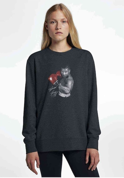 Mike Tyson Imza Boks Baskılı Füme Antrasit Kadın Sweatshirt