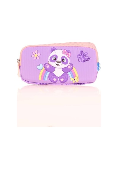 Kaukko Kids 3 Bölmeli Kalem Çantası Toys Panda Lila L8154