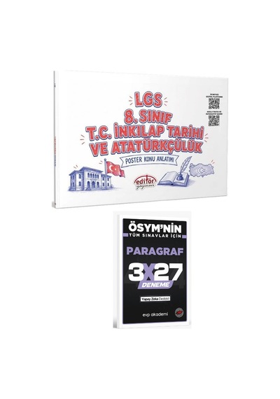 Editör 2027 8. Sınıf Lgs Tc İnkılap Tarihi Ve Atatürkçülük Poster Konu Anlatımı+ Evp Akademi Paragraf