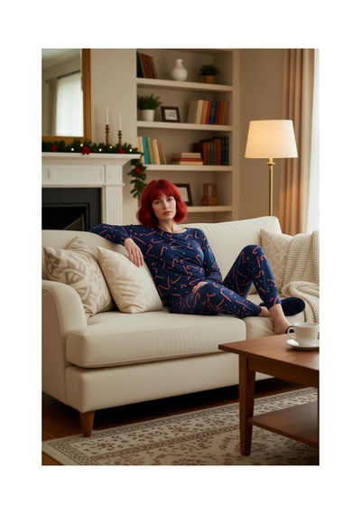 Ersefa Kadın Yılbaşı Desenli Örme Pijama Takımı Fonksiyonel Dayanıklı Ka Çok renkli