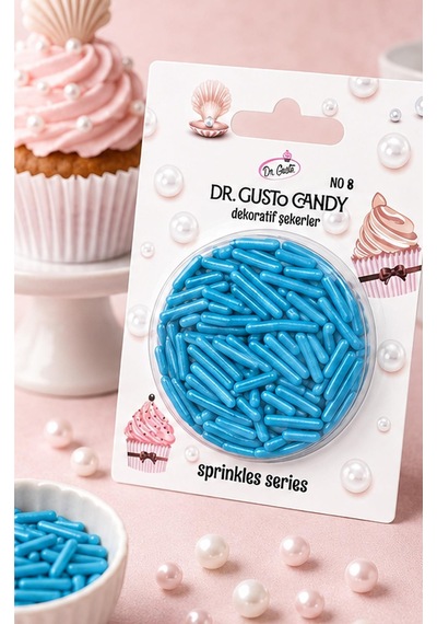 Dr. Gusto Mavi Çubuk Spagetti Şekilli Pasta Süsleme Şekeri