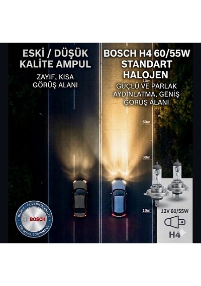 H4 Halojen Far Ampulü 12v 60/55w 472 Basic 2 Adet 3 Tırnaklı Uzun Ömürlü Yüksek Aydınlatma